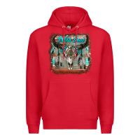 Red wild soul boho skull with background Premium Hoodie - RanaPortraitStore