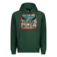 Sports Green wild soul boho skull with background Premium Hoodie - RanaPortraitStore