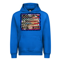 Cobalt american flag with cowhide background Urban Hoodie - RanaPortraitStore