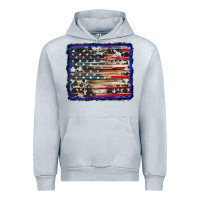 Heather Grey american flag with cowhide background Urban Hoodie - RanaPortraitStore