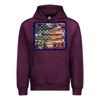 Mauve Wine american flag with cowhide background Urban Hoodie - RanaPortraitStore