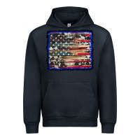Navy american flag with cowhide background Urban Hoodie - RanaPortraitStore