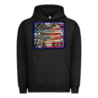 Pigment Black american flag with cowhide background Urban Hoodie - RanaPortraitStore