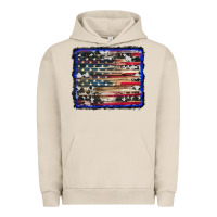 Pigment French Oak american flag with cowhide background Urban Hoodie - RanaPortraitStore