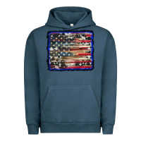 Pigment Midnight Navy american flag with cowhide background Urban Hoodie - RanaPortraitStore