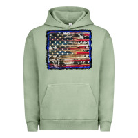 Pigment Oil Green american flag with cowhide background Urban Hoodie - RanaPortraitStore