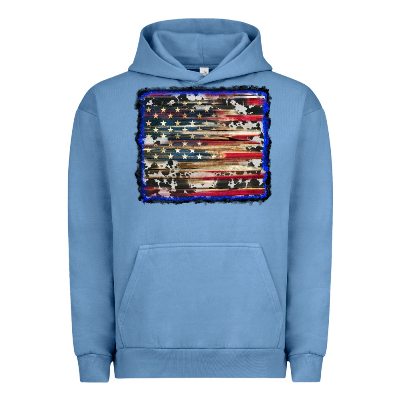 American Flag With Cowhide Background Urban Hoodie by RanaPortraitStore | Teevron