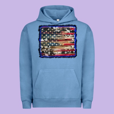 American Flag With Cowhide Background Urban Hoodie Designed By Ranaportraitstore