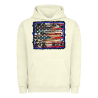 Pigment Pistachio american flag with cowhide background Urban Hoodie - RanaPortraitStore