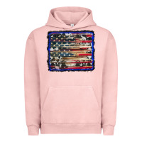 Pigment Salmon american flag with cowhide background Urban Hoodie - RanaPortraitStore