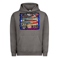 Pigment Tornado american flag with cowhide background Urban Hoodie - RanaPortraitStore
