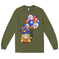 Army Green patriotic gnome balloon Long Sleeve Tee - BarkalooDesign