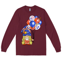 Burgundy patriotic gnome balloon Long Sleeve Tee - BarkalooDesign
