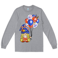 Heather Grey patriotic gnome balloon Long Sleeve Tee - BarkalooDesign