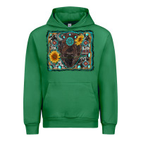 Emerald american bison wıth sunflower and gemstone Urban Hoodie - RanaPortraitStore