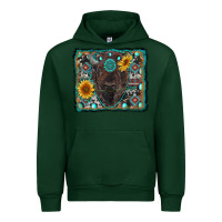 Forest Green american bison wıth sunflower and gemstone Urban Hoodie - RanaPortraitStore