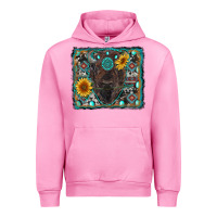 Fuchsia Pink american bison wıth sunflower and gemstone Urban Hoodie - RanaPortraitStore