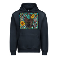 Navy american bison wıth sunflower and gemstone Urban Hoodie - RanaPortraitStore