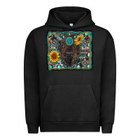 Pigment Black american bison wıth sunflower and gemstone Urban Hoodie - RanaPortraitStore