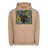 Pigment Burro american bison wıth sunflower and gemstone Urban Hoodie - RanaPortraitStore
