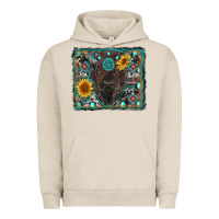 Pigment French Oak american bison wıth sunflower and gemstone Urban Hoodie - RanaPortraitStore