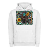 Pigment Lunar Rock american bison wıth sunflower and gemstone Urban Hoodie - RanaPortraitStore