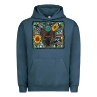 Pigment Midnight Navy american bison wıth sunflower and gemstone Urban Hoodie - RanaPortraitStore
