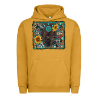 Pigment Peanut Butter american bison wıth sunflower and gemstone Urban Hoodie - RanaPortraitStore