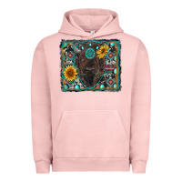 Pigment Salmon american bison wıth sunflower and gemstone Urban Hoodie - RanaPortraitStore