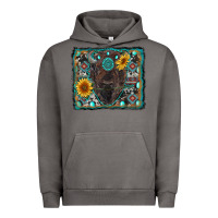 Pigment Tornado american bison wıth sunflower and gemstone Urban Hoodie - RanaPortraitStore