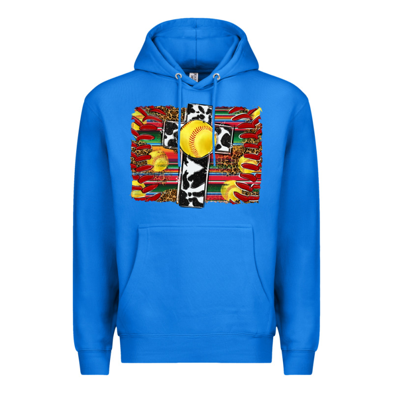 Softball Cross Serape Leopard Background Premium Hoodie by RanaPortraitStore | Teevron