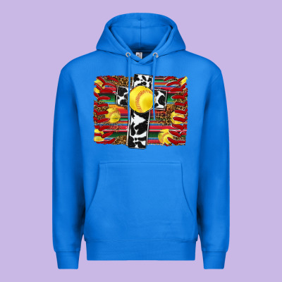Softball Cross Serape Leopard Background Premium Hoodie Designed By Ranaportraitstore