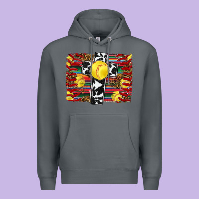 Softball Cross Serape Leopard Background Premium Hoodie Designed By Ranaportraitstore
