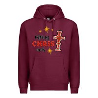 Burgundy merry christmas cross Premium Hoodie - RanaPortraitStore