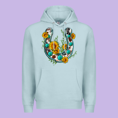 Cowhide Sunflower Horseshoe Premium Hoodie Designed By Zillion Design Studio