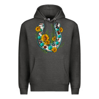 Charcoal Heather cowhide sunflower horseshoe Premium Hoodie - Zillion Design Studio