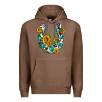 Chestnut cowhide sunflower horseshoe Premium Hoodie - Zillion Design Studio