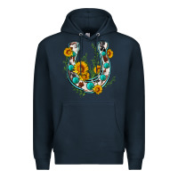 Navy cowhide sunflower horseshoe Premium Hoodie - Zillion Design Studio
