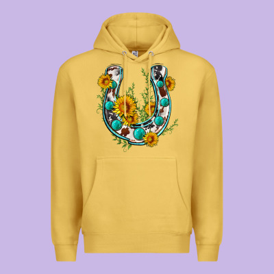 Cowhide Sunflower Horseshoe Premium Hoodie Designed By Zillion Design Studio