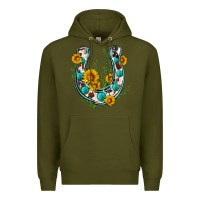 Army Green cowhide sunflower horseshoe Premium Hoodie - Zillion Design Studio