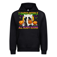Black I Ghost People All Ready Round Urban Hoodie - texasbilliewilder