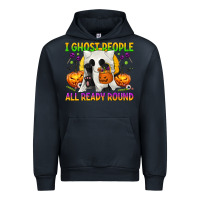 Navy I Ghost People All Ready Round Urban Hoodie - texasbilliewilder