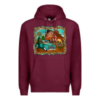 Burgundy rustic country barn Premium Hoodie - Zillion Design Studio