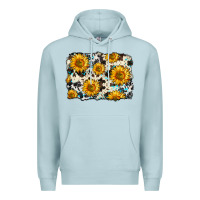 Blue Mist cowhide sunflower pattern Premium Hoodie - Zillion Design Studio