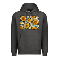 Charcoal Heather cowhide sunflower pattern Premium Hoodie - Zillion Design Studio