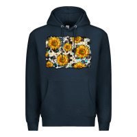 Navy cowhide sunflower pattern Premium Hoodie - Zillion Design Studio