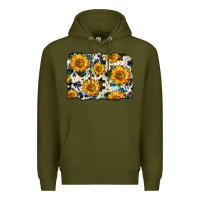 Army Green cowhide sunflower pattern Premium Hoodie - Zillion Design Studio