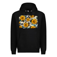 Black cowhide sunflower pattern Premium Hoodie - Zillion Design Studio