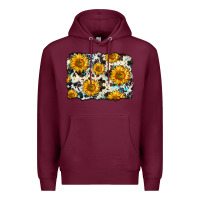 Burgundy cowhide sunflower pattern Premium Hoodie - Zillion Design Studio