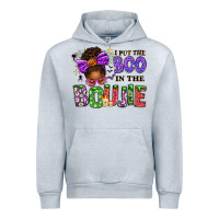 Heather Grey I Put The Boo In The Boujie Messy Bun Urban Hoodie - texasbilliewilder